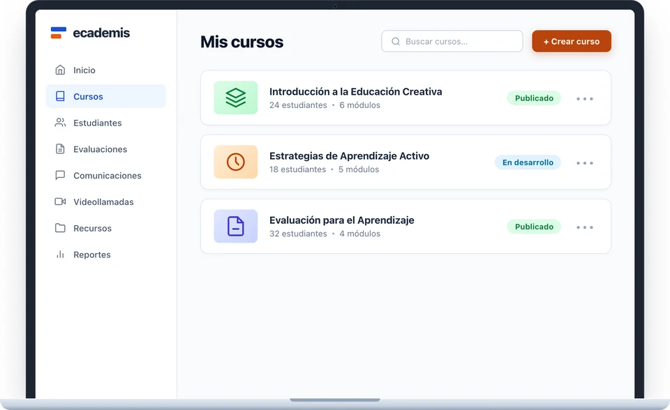 Interfaz de plataforma personalizada con la identidad de la institución