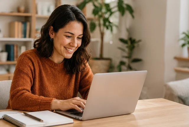 Educadora organizando sus cursos y contenidos en Ecademis